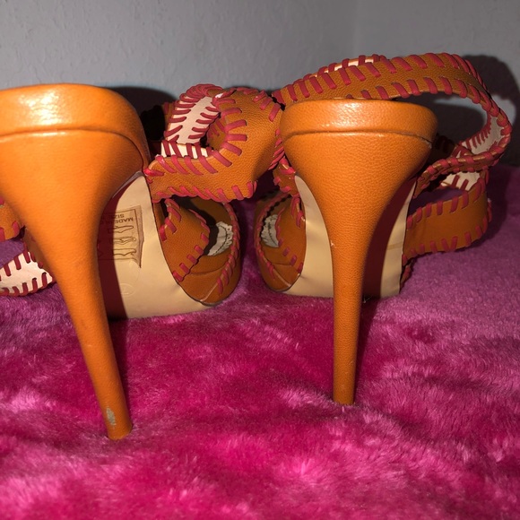 Orange & Brown Strappy High Heel - Picture 5 of 8